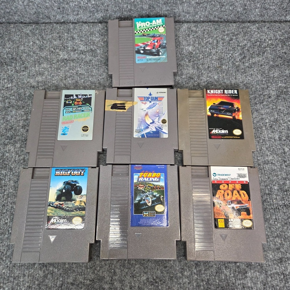 Nintendo NES Authentic Lot of 7 Games Racing Monster Trucks Bigfoot Knight Rider